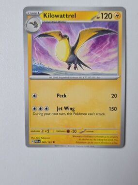 Pokemon Kilowattrel Yellow Lightning Lightning-Purple Artwork Card